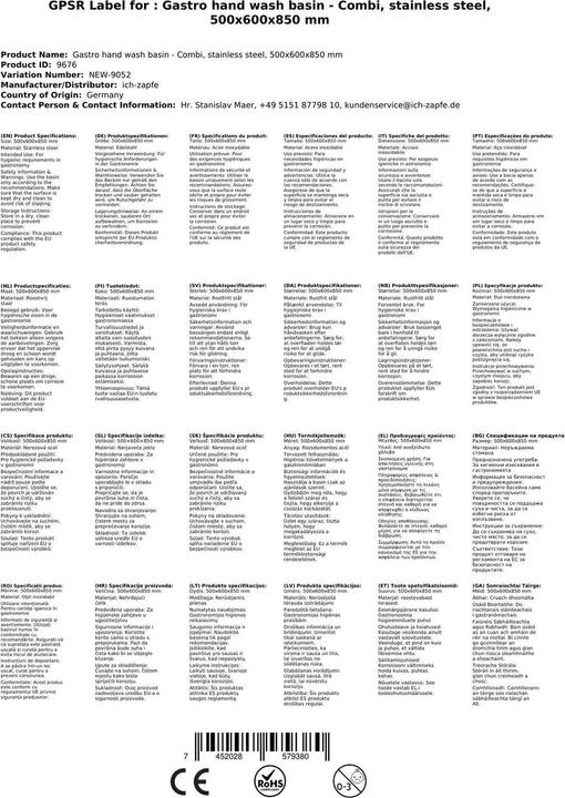 Immagine prodotto Ich-zapfe Lavello, lavamano, lavamano in acciaio inox, lavamano gastro - combinato