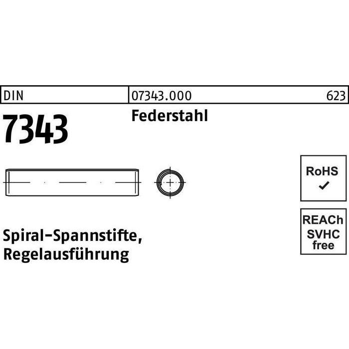 Nieten, Spiralspannstift DIN 7343/ISO 8750 8 x 40 Federstahl Regelausf. DIN 7343