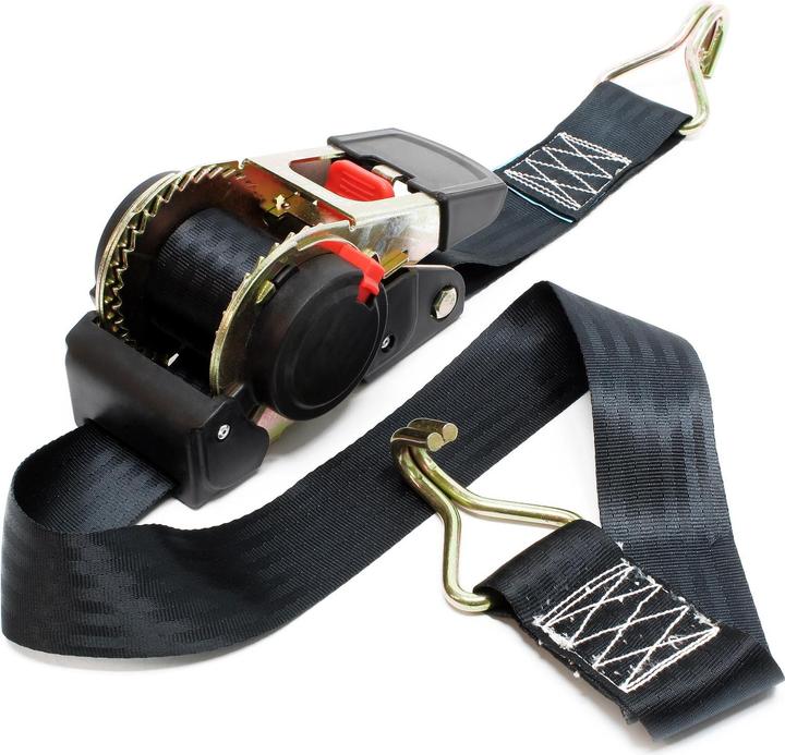 Actual product image Wiltec Ratchet Tie Down Strap Lashing Strap Tensioning Belt 1.8mx50mm 750 daN with Retraction Mechanism