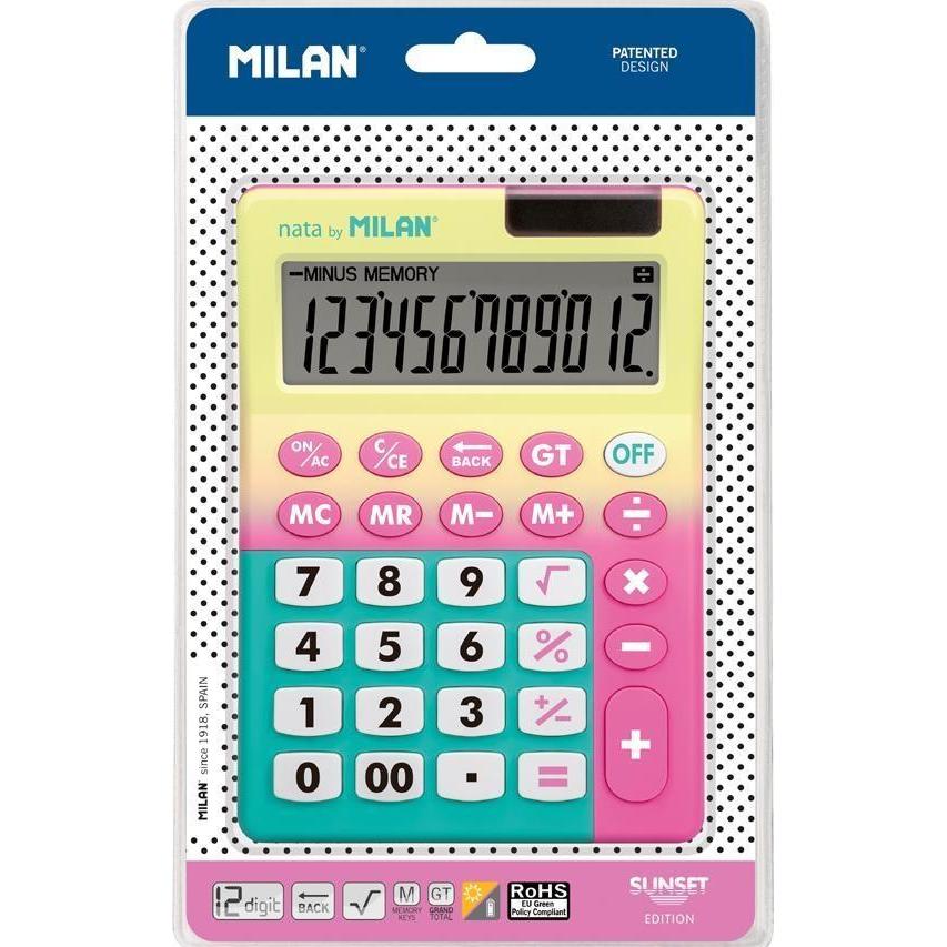 Milan Rosa/Giallo Calcolatrice, Calcolatrice 12 Articoli Tramonto