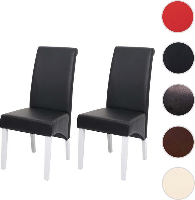 Immagine prodotto Swisshandel24 2x Sedia da pranzo Poltrona Sedia M37 - Pelle, Nero, Piedi bianchi