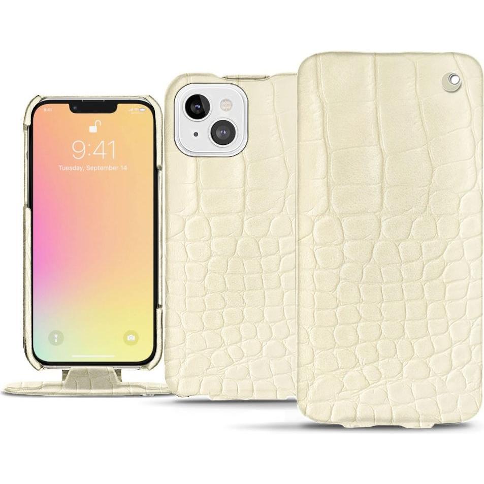 Noreve Lederschutzhülle vertikal (Apple iPhone 13 mini), Smartphone Hülle, Weiss