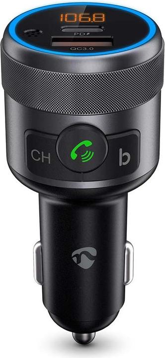 Nedis Car Audio FM Transmitter - Fixed - Hands-free - 1" - Amber Screen - Bluetooth - PD 18 W/PD 2