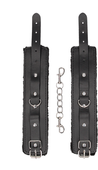 Actual product image Ouch! Plush Bonded Leather Hand Cuffs - With Adjustable Straps