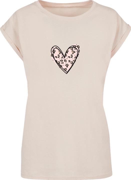 Produktbild Merchcode Ladies Valentines Day - Leopard Heart Extended Shoulder Tee - 117969 (S)