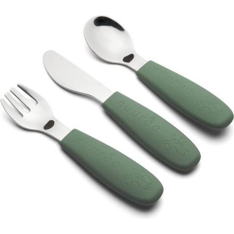 Nuuroo, Stoviglie + posate per bambini, Jana bestikst 3-pak - Dusty Green