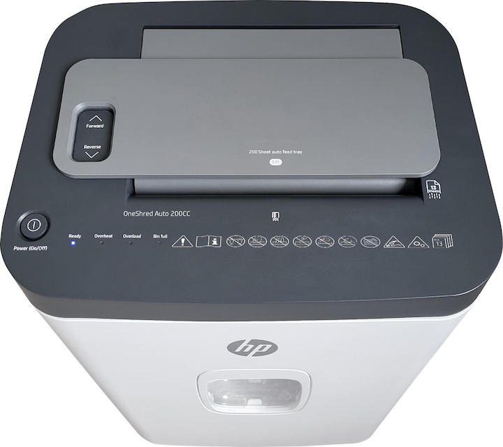 Produktbild HP Pro Shredder Auto 200CC Aktenvernichter mit Partikelschnitt P-4, 4 x 20 mm, bis 200 Blatt, schwar (Partikelschnitt)