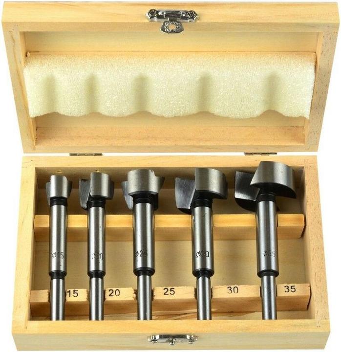 GEKO Trout cutter, for wood, 5-piece, 15-20-25-30-35mm, shaft 8mm