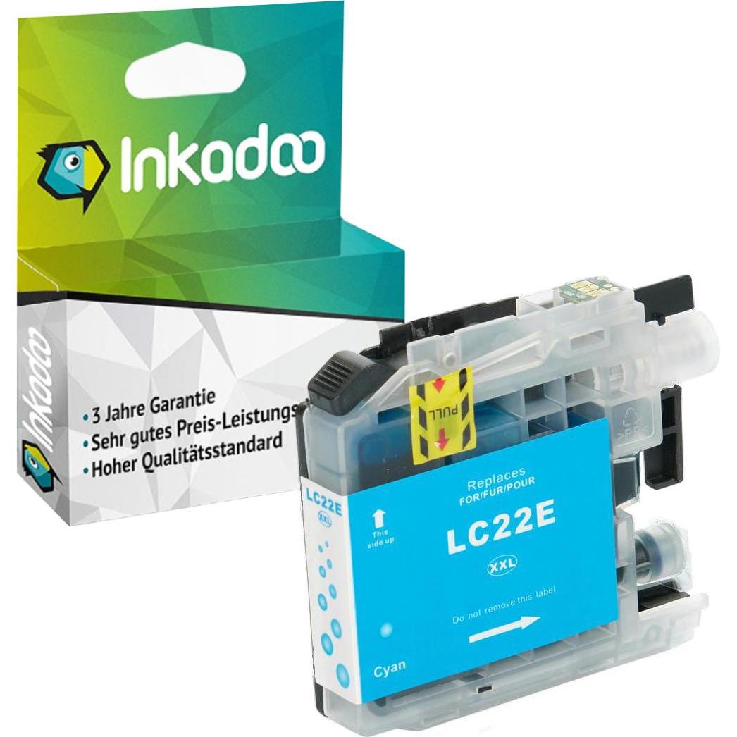 Inkadoo, Druckerpatrone, Kompatibel Tinte für Brother LC-22E (C)