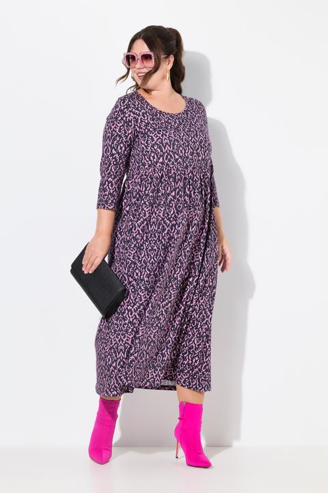Produktbild Ulla Popken Jerseykleid, A-Linie, V-Ausschnitt, 3/4-Arm, Taschen (62)