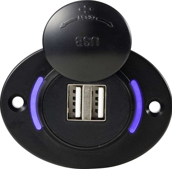 Produktbild Tru Components Dual USB-A Einbaubuchse mit Beleuchtung