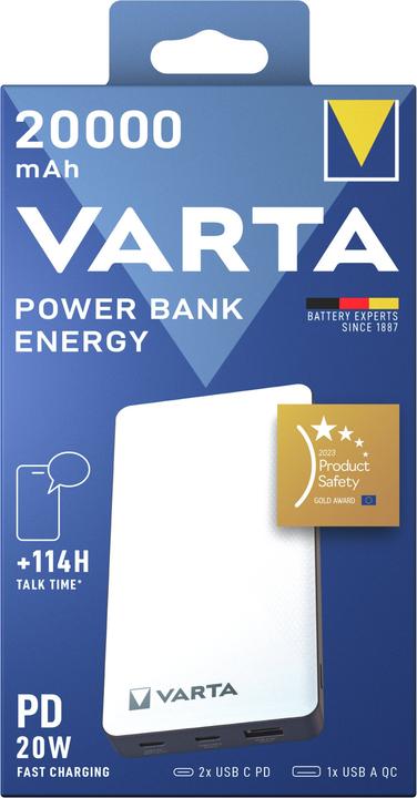 Actual product image Varta Energy (20000 mAh, 15 W, 74 Wh)