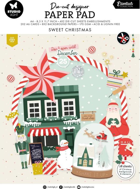Image du produit art by marlene Die-cut designer Bloc de papier "Sweet Christmas" 28 Feuilles Essentials (28 g/m², 28x)