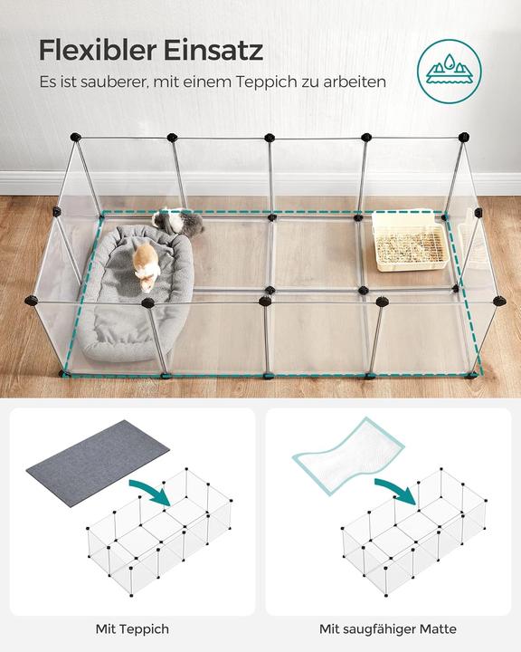 Produktbild Songmics Freigehege Kunststoff Laufstall Kleintiere Weiss