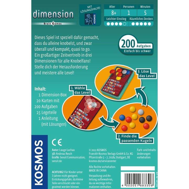Actual product image Kosmos Dimension Brain Games (German, 1 Players)