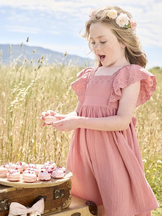 Immagine prodotto Vertbaudet Festliches Mädchen Musselinkleid mit bestickten Ärmeln (128)