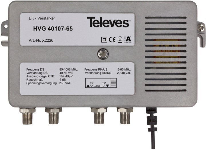 Produktbild Televes Verstärker HVG40107-65 40dB CTB 107dB RK 28dB (Verstärker)