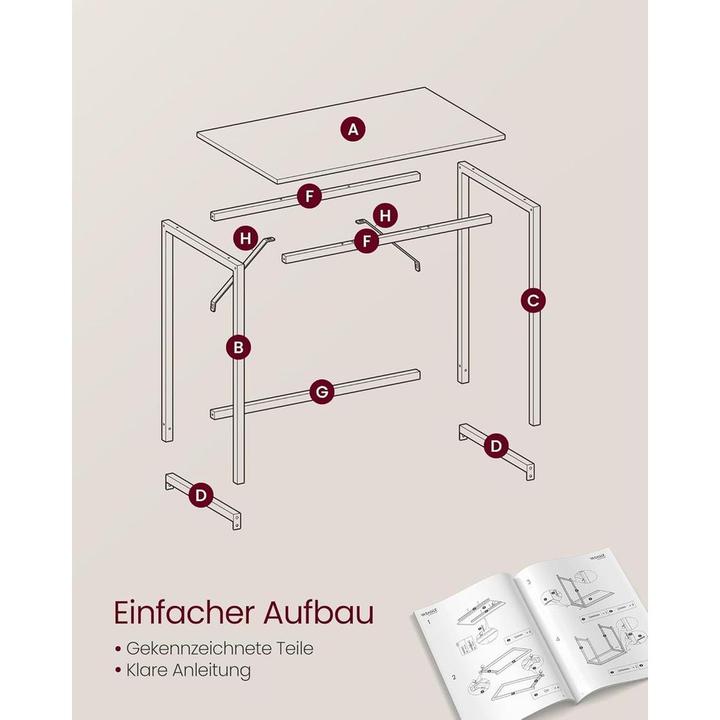 Image du produit Vasagle Tisch 100 x 50 x 76 cm Camelbraun/Schwarz (50 x 100 x 76 cm)