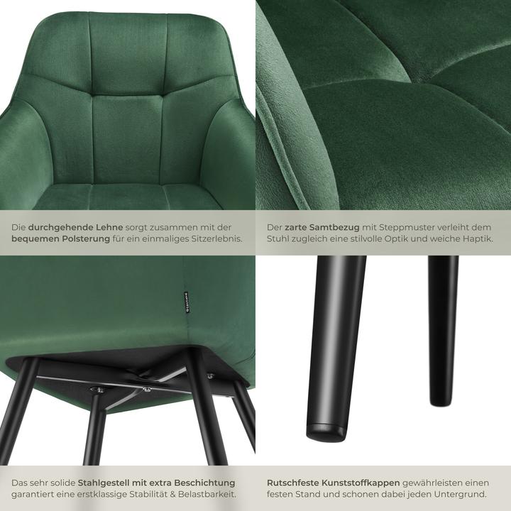 Actual product image tectake chair Marilyn, velvet look, quilted