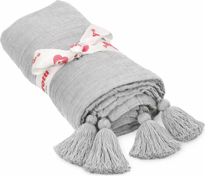 Actual product image Beberotti Orgaic Muslin Tasseled Throw Blanket (145 x 100 cm)