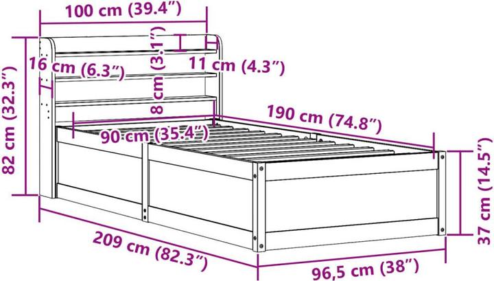 Immagine prodotto vidaXL Bettrahmen (90 x 190 cm)