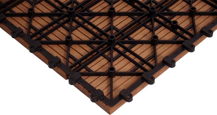Productafbeelding Swisshandel24 WPC Hoekvloertegel Rhone + Afwerking, Houtlook Terras, 30x30cm Premium Hoek, teak offset (1x, 30 x 30 cm)