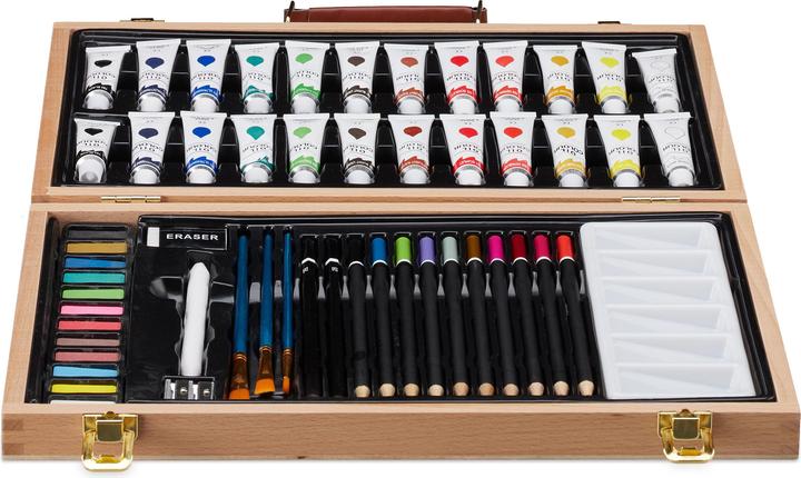 Immagine prodotto Relaxdays Valigetta con kit da pittura e disegno (Marrone chiaro, 56 x)