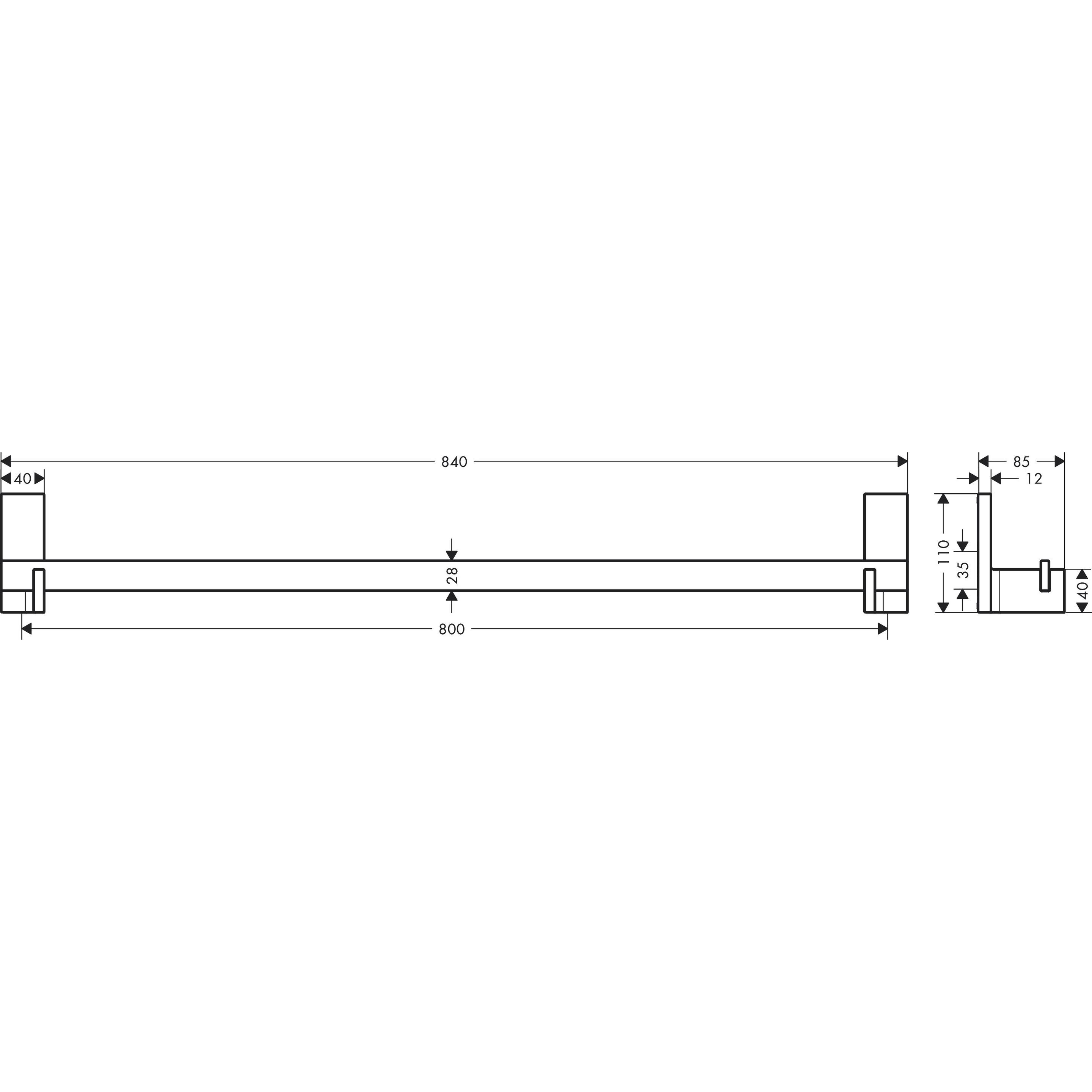 Thumbnail - hansgrohe, Handtuchhalter + Handtuchhaken, AXOR Universal Rectangular Badetuchhalter, Länge 800mm, Metall, 42683