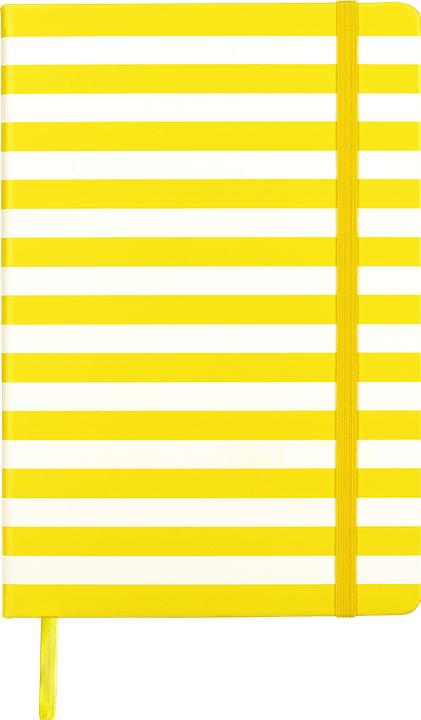Image du produit Kolma Notizbuch A5 kariert Hardcover Stripy Lemon/Weiss (A5, Quadrillé, Couverture rigide)