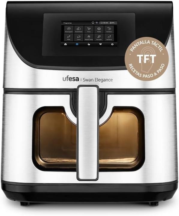 Ufesa Interaktiver Luftfritteuse mit App, 10 Programmen, Innenlichtfenster und 360°-Heisslufttechnologie