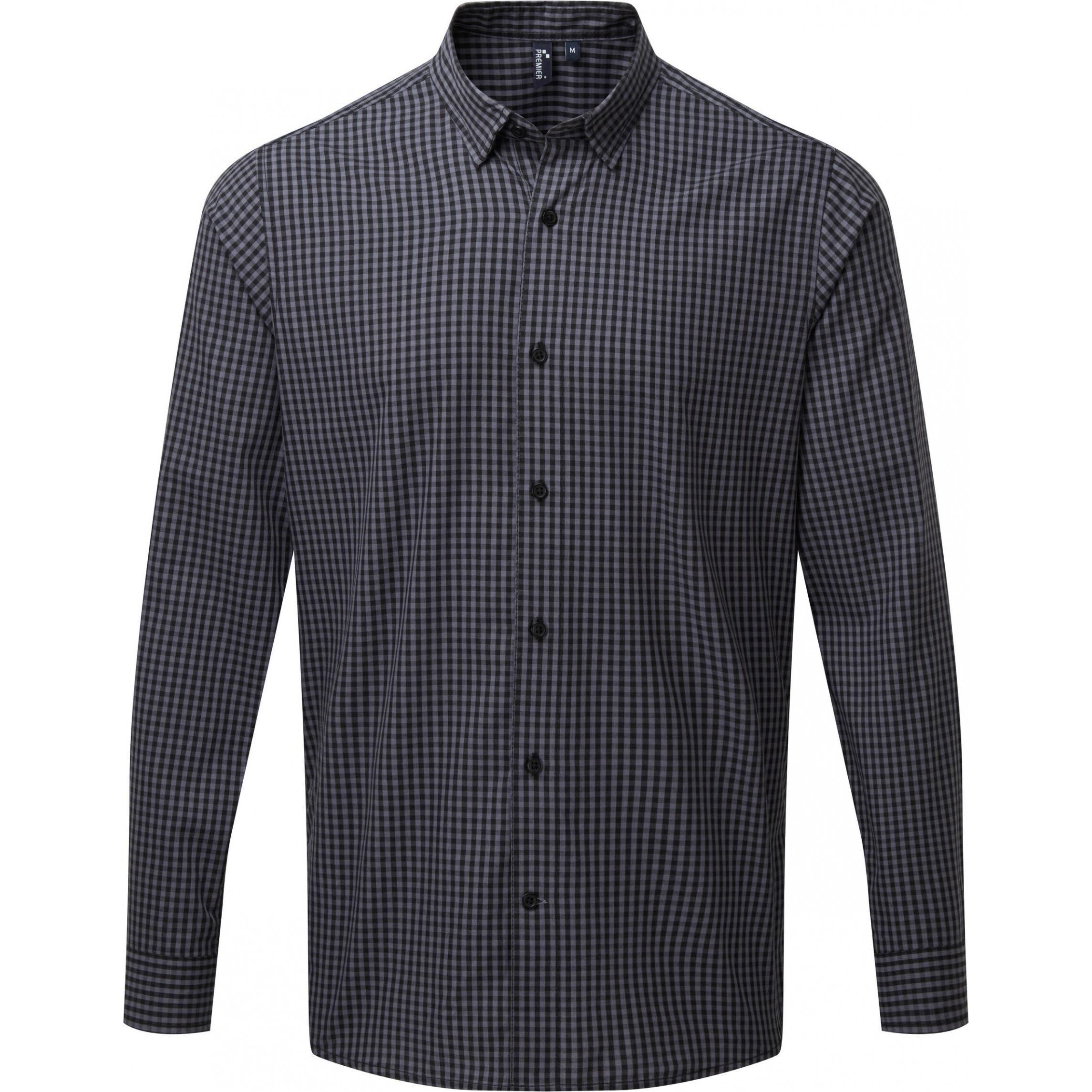 Premier, Herren, Hemd, Vichy, Schwarz, (L)