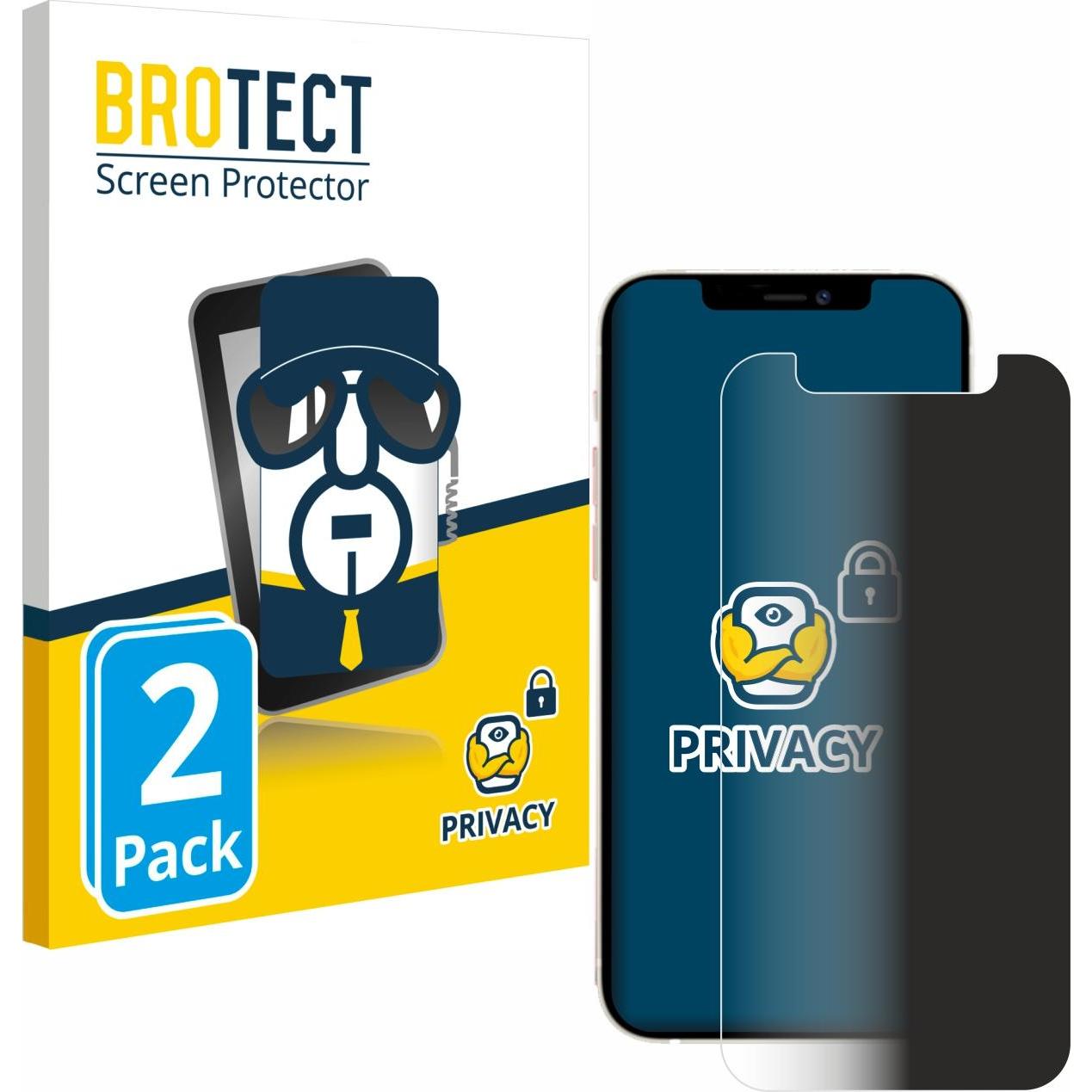 BROTECT Sichtschutzfolie Anti-Spy Privacy Folie Blaulicht-Schutz (2 Stück, Apple iPhone 12 mini), Smartphone Schutzfolie...