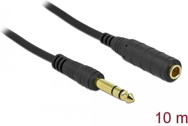 Immagine prodotto Delock Cavo di prolunga jack 6,35 mm 3 pin maschio a femmina 10 m nero (10 m, Estensione)
