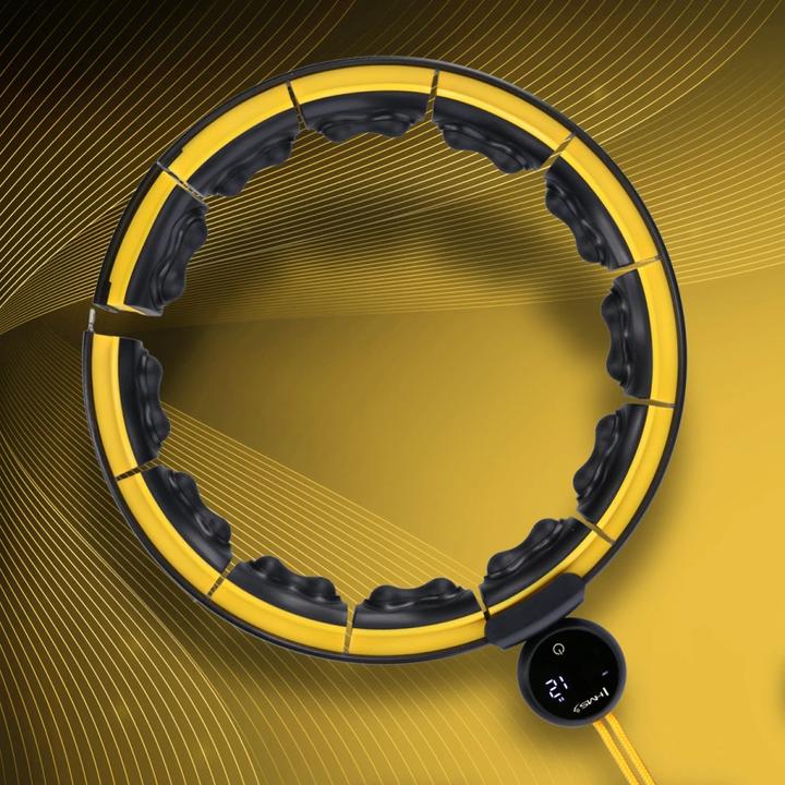 Produktbild HMS Hhm21 Hula Hoop Schwarz/Gelb Mit Magneten Tpe Stollen Und Gewicht + Zähler (100 cm, 1500 g)