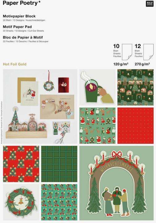 Produktbild Rico Design Motivpapierblock Weihnachtsmarkt 22 Blatt, 120-270 g/m² (120 g/m², 22x)