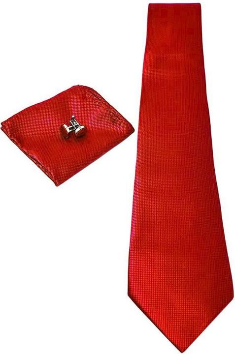 Produktbild JTI Kostümzubehör | Krawatte + Einstecktuch + Manschettenknöpfe - Rot