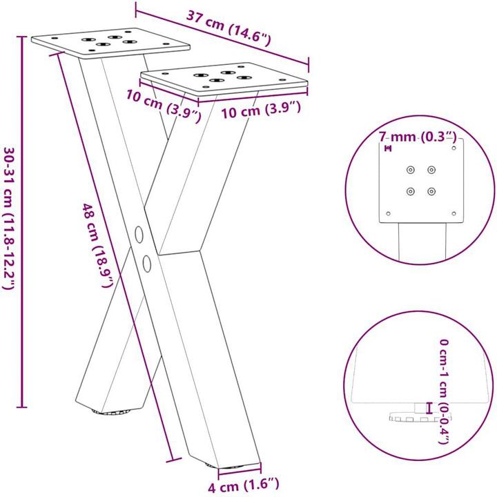 Produktbild vidaXL Couchtischbein