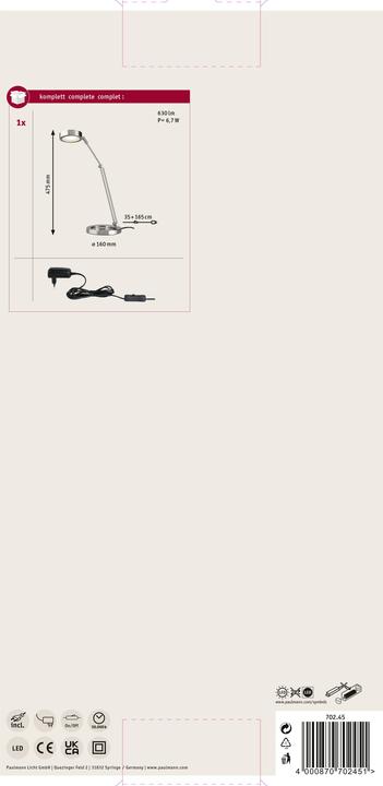 Produktbild Paulmann Schreibtischleuchte Zed (359 lm)