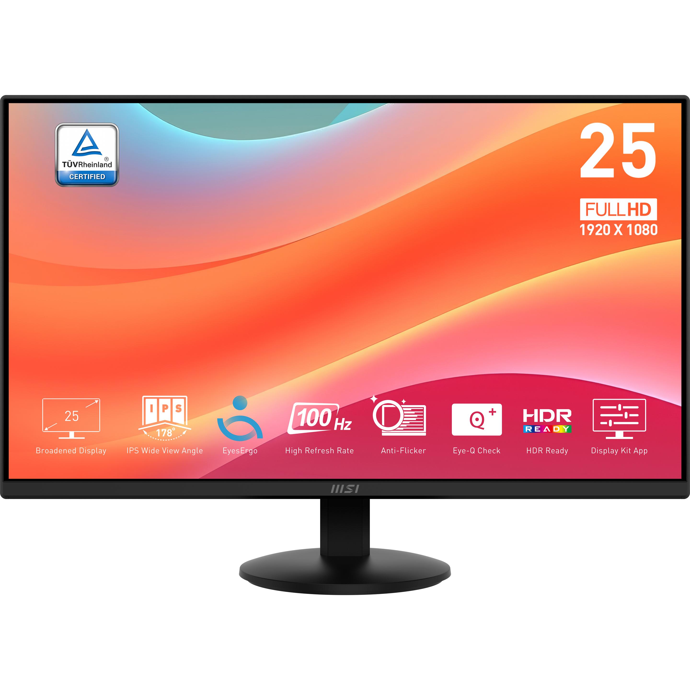 MSI Monitors PRO MP252L 23.8inch IPS FHD (1920 x 1080 Pixels, 24.50"), Monitor, Zwart