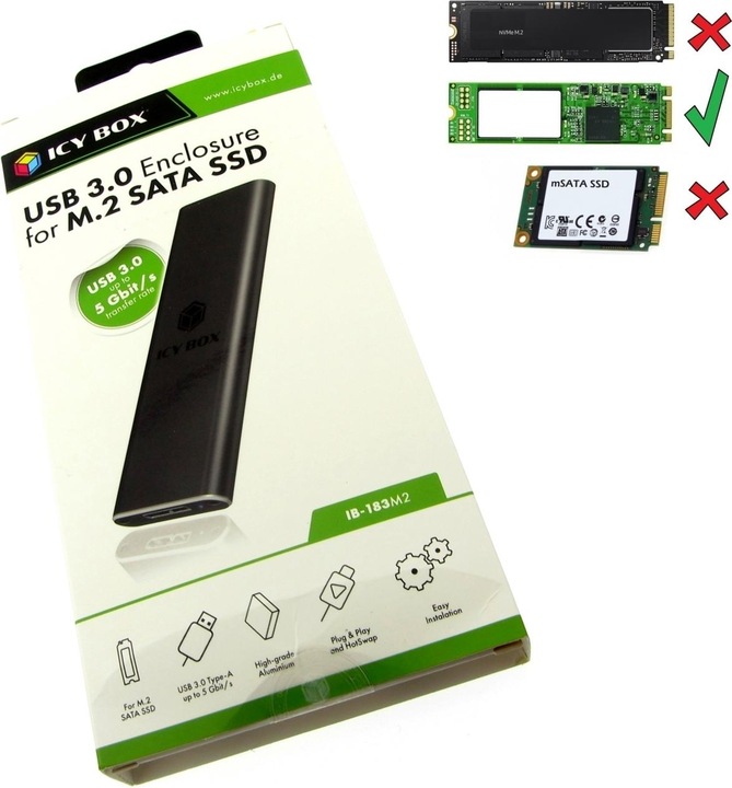 Actual product image Icy Box Ib-183m2 (M.2 2242, M.2 2260, M.2 2280)
