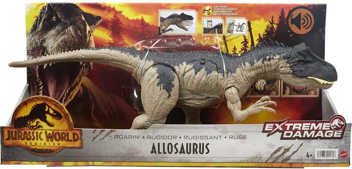 Actual product image Mattel Jurassic World - Extreme Damage Roarin' Allosaurus