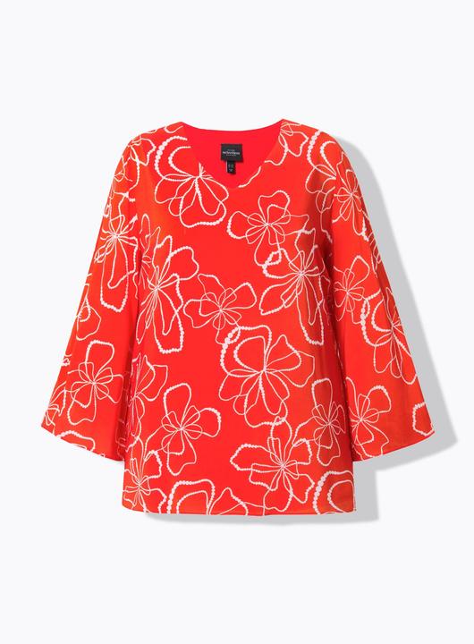 Actual product image Ulla Popken Scribble Floral Layered Chiffon Blouse (60)