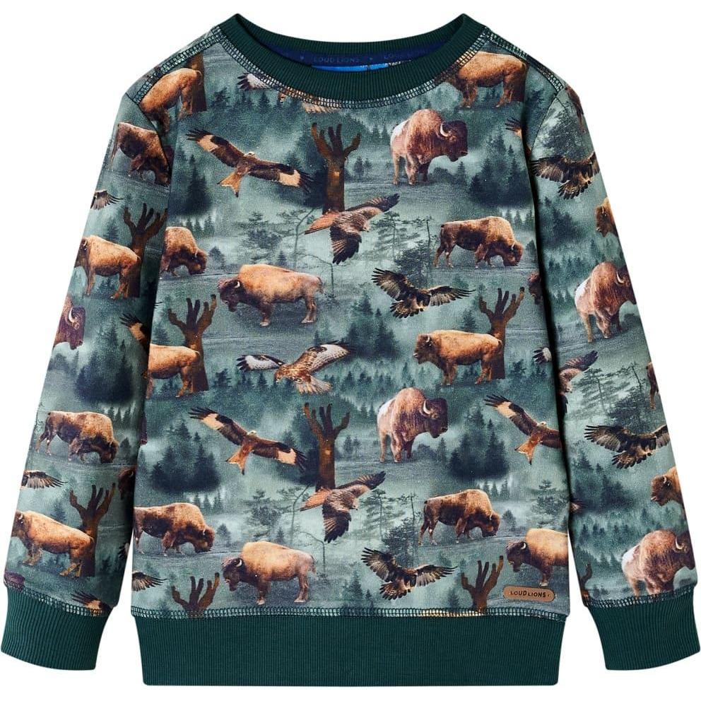 VidaXL, Unisex, Pullover, Kinder-Sweatshirt Dunkelgrün 104,Material: 95 % Baumwolle, Grün, (104)