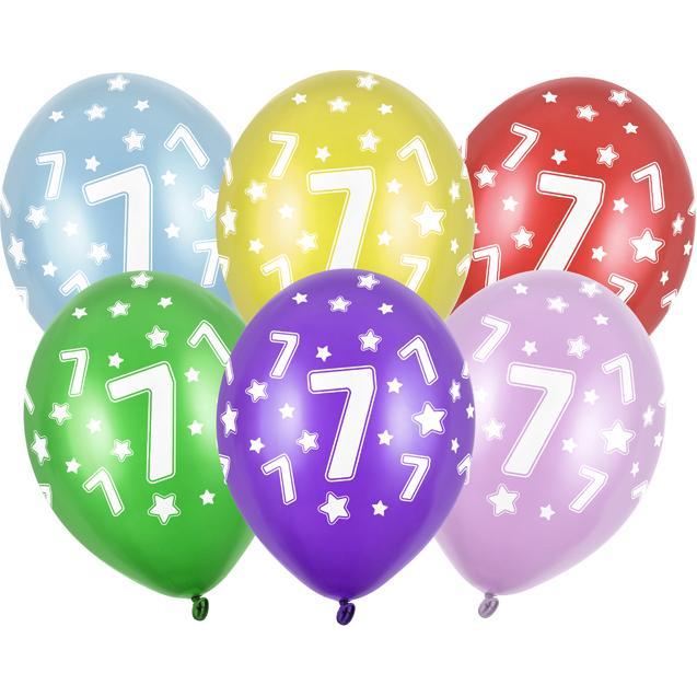 Partydeco Balloons 30cm, 7th Birthday, Metallic Mix (1 pkt / 50 pc.)