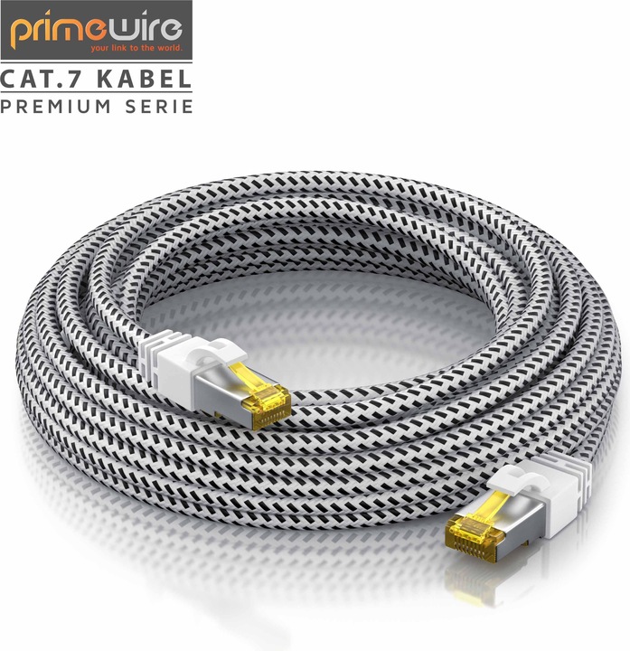 Produktbild Primewire CAT.7 Netzwerkkabel Baumwollmantel, Gigabit Ethernet CAT 7 LAN Kabel, 10000 Mbit/s Patchkabel (S/FTP, CAT7, 20 m)
