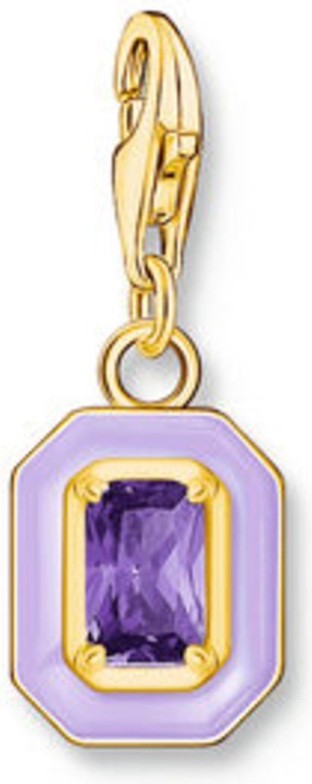 Produktbild Thomas Sabo Charm-Anhänger Oktagon mit violettem Stein und Kaltemaille vergoldet (Emaille, 925er Silber)