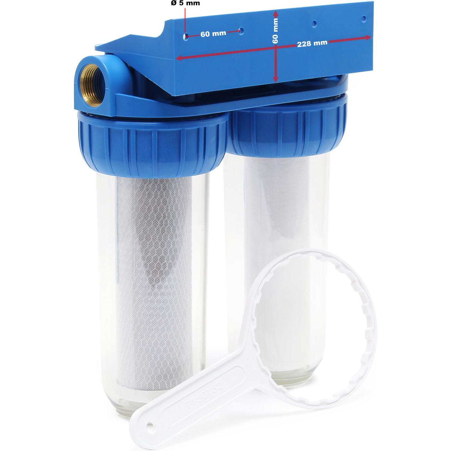 Thumbnail - Naturewater NW-BR10B3 Doppelfilter Wasserfilter 26,16mm 3/4" Sediment Aktivkohle, Wasserfilter, Blau