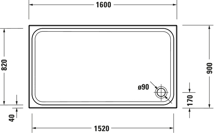 Immagine prodotto Duravit Piatto doccia rettangolare D-CODE con antiscivolo, bianco 1600x900x85mm (160 cm, 90 cm)