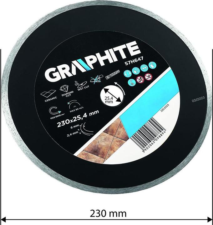 Image du produit Graphite Disque à tronçonner diamanté 230 x 25,4 mm massif pour 59G891