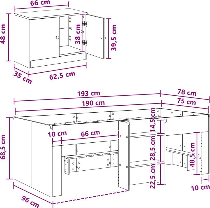 Produktbild vidaXL Loft Bett (75 x 190 cm)